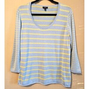 Talbots Women's Knit Top Multicolor Stripes Long Sleeves Size MP, silk blend